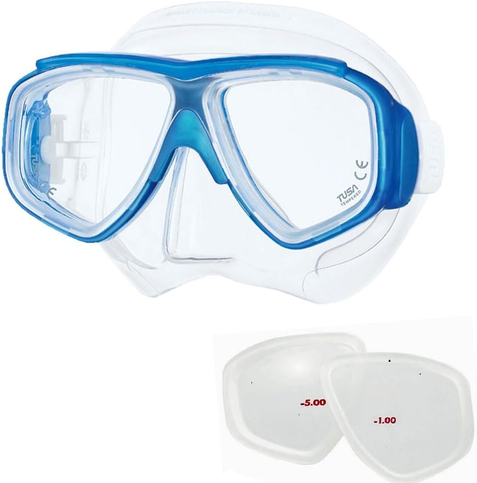 TUSA ツサ 近視用 度付きレンズ付き -1.0~-8.0 左右同じ度数のレンズセット M7500　ダイビング マスク（Splen