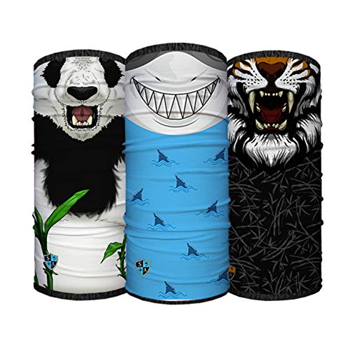 S A Frost Tech Fleece Face Shield for Kids - Cozy Fleece Neck Gaiter with Sewn-in Fleece Inner Lining - Weather Comfort and Protection (Pack of 3 - Animal Kingdom)