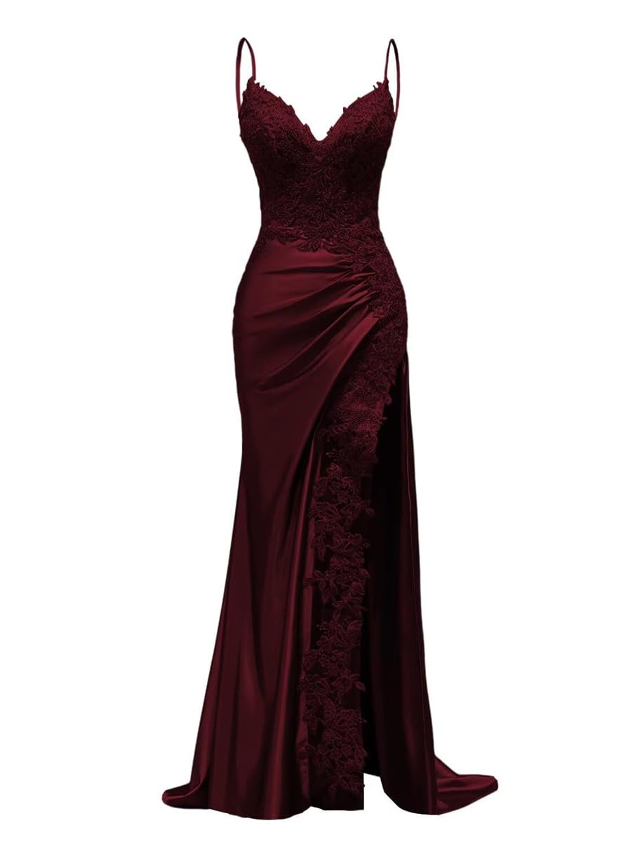 A Line Long Garden Bridal Gowns Ruched Formal Red Carpet Gowns Satin Homecoming Dresses for Teens HLSA240 Burgundy UK6