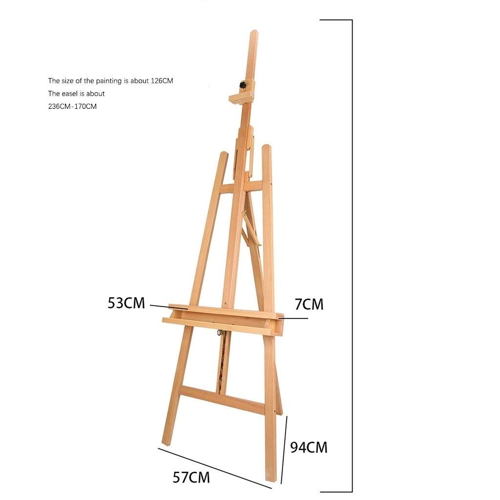 Mehrzweck-Staffelei, große Staffelei aus Massivholz, für den Außenbereich, Künstlerstaffelei, 170–236 cm, verstellbarer Ausstellungsständer (A 57 x 94 x 170 cm)