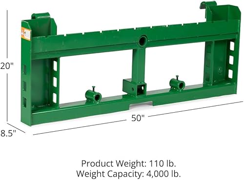Miniatura 6 de Titan Attachments Serie Economy - Marco de horquilla de palet con gancho y pasador, se adapta a cargadores John Deere, marco solo con enganche