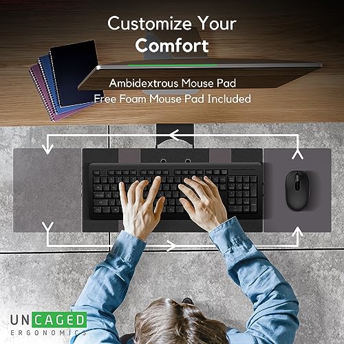 KT1 Ergonomic Keyboard Tray Under Desk - Under Desk Keyboard Tray Slide Out with Adjustable Height and Tilt - Easy to Slide and Swivel 360 Degree - Keyboard Drawer with Adjustable Mouse Pad
