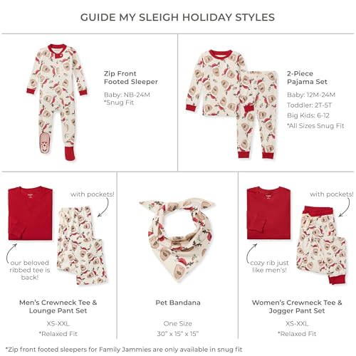 Burt's Bees Baby Baby Mens Family Christmas Pajamas Matching Sets-Organic Cotton PJs for Kids, Toddlers, Adults, Guide My Sleigh, Small2