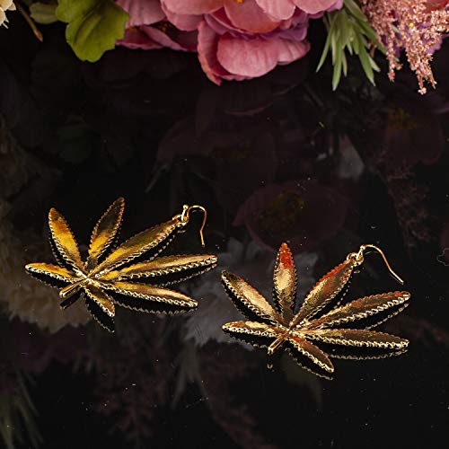 Lux Accessories Goldtone Pot Leaf Marijuana Weed Leaf Dangle Hook Fashion Earrings4