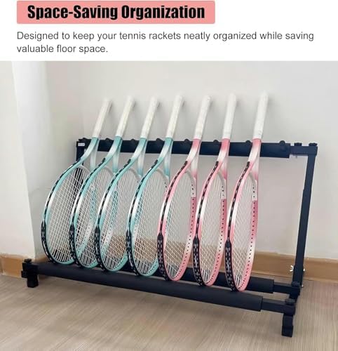 Universal Badminton & Tennis Racket Stand, Floor Standing Guitar Holder, Anti-Scratch Sports Equipment Organizer, Detachable Display Rack for Home & Studio
