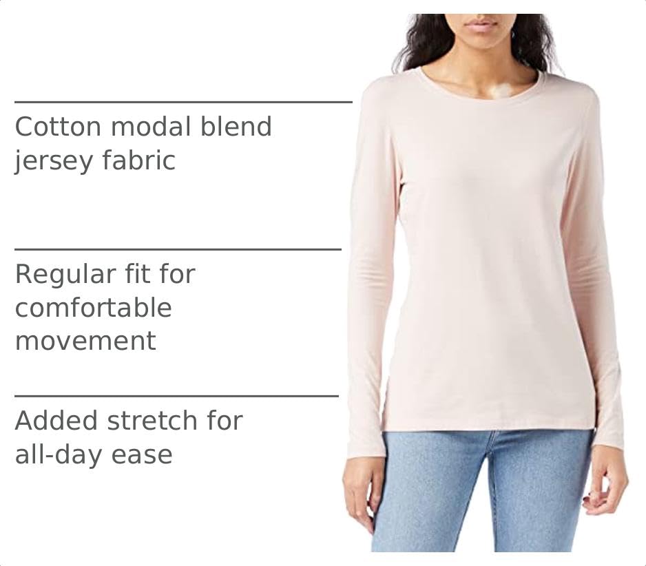 Image of Amazon Essentials Women's Regular-Fit Long-Sleeve Crewneck T-Shirt (Available in Plus Size)