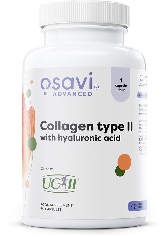 Osavi Collagen Type II with Hyaluronic Acid – 60 Caps | UC–II® Undenatured Collagen for Joint & Cartilage Health | Supports Collagen Formation & Bone Function | with Rose Hip Extract & Vitamin C