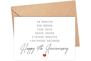 Happy 4th Anniversary Card - 4 Year Wedding Anniversary Card Gifts -...