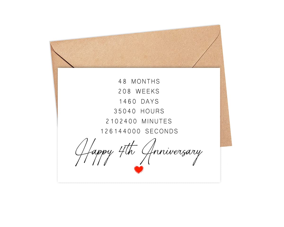 DiandDesignGift Happy 4th Anniversary Card 4 Year Wedding Anniversary Card Gifts