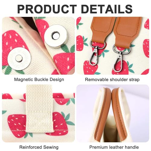 Image of Canvas Tote Bag for Women with Pockets Crossbody Bag Tote Shoulder Handbags Casual Work Bags Everything Tote Bag