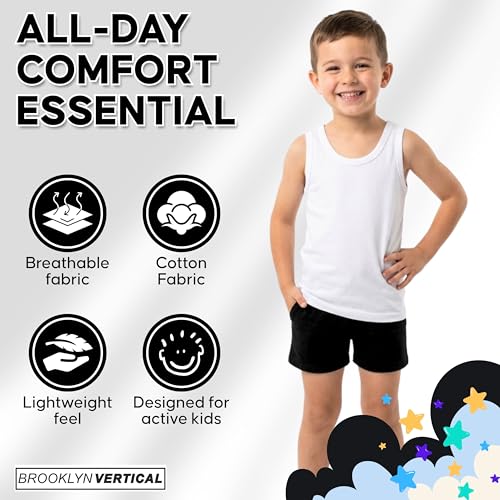 Image of BROOKLYN VERTICAL Boys 4 Pack Undershirt Tank Top - Tagless Cotton Super Soft Runs Small