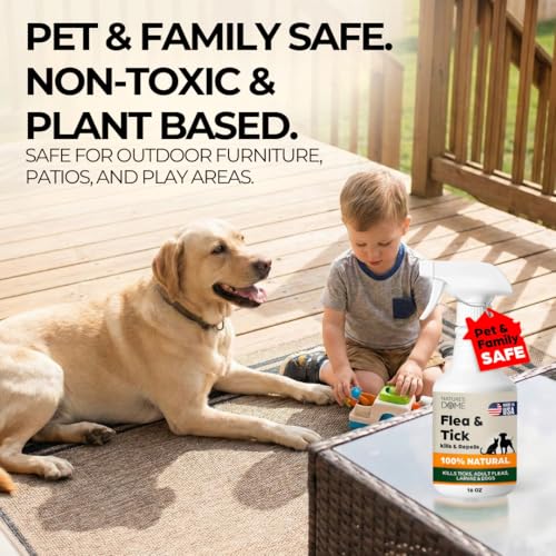 Image of Nature's Dome Outdoor Flea & Tick Spray - 16 oz - Kills & Repels Fleas, Ticks, Larvae & Eggs - Plant-Based Pest Control - Safe for Pets, Kids & Plants - Ready-to-Use