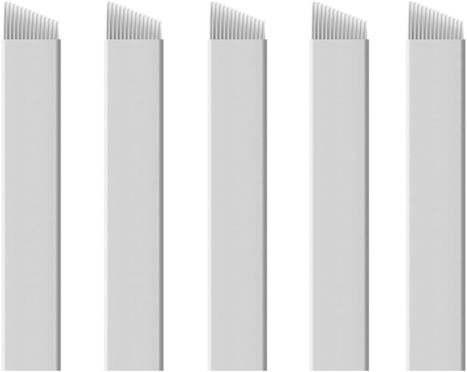 Xiaoyu 50PCS Microblading Needles, Permanent Makeup Manual Tattoo Eyebrow Blade Bevel for Eyebrow Tattoo Pens White, 14 Pin