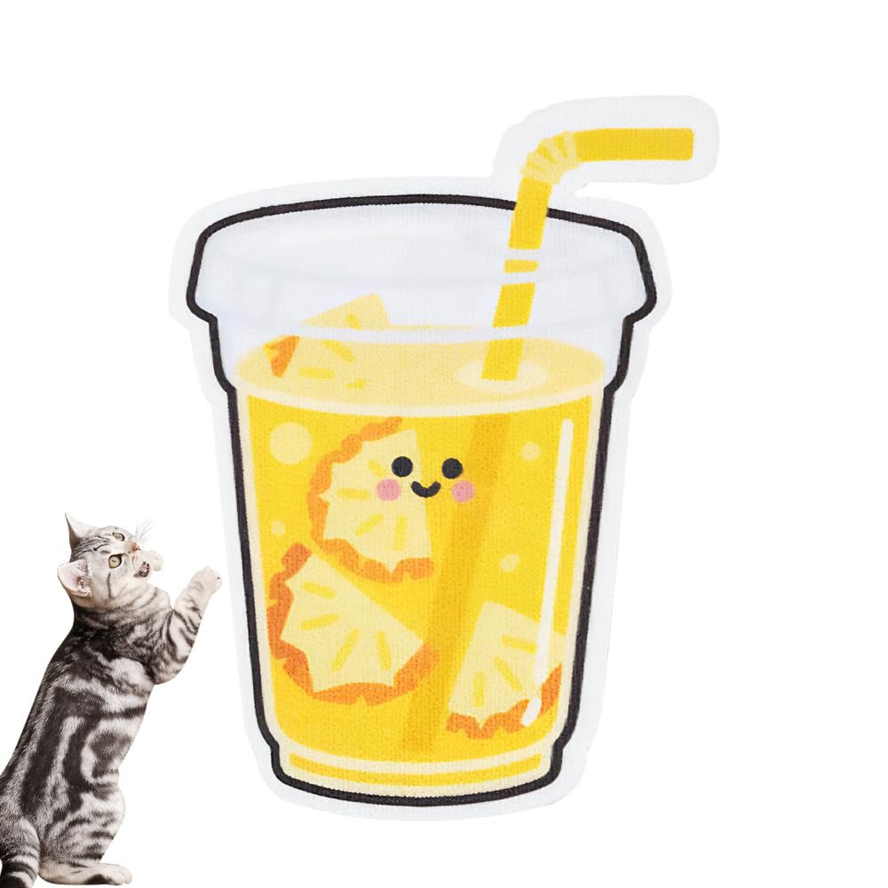 Wall Mounted Cat Scratcher,Cute Fruit Tea Pattern Cat Scratching Board Adhesive Back for Indoor Cats