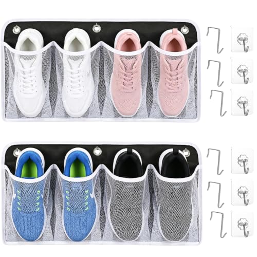 RV Shoe Storage for Bedside - 4 Pocket Wall Mounted Entryway Shoes Rack