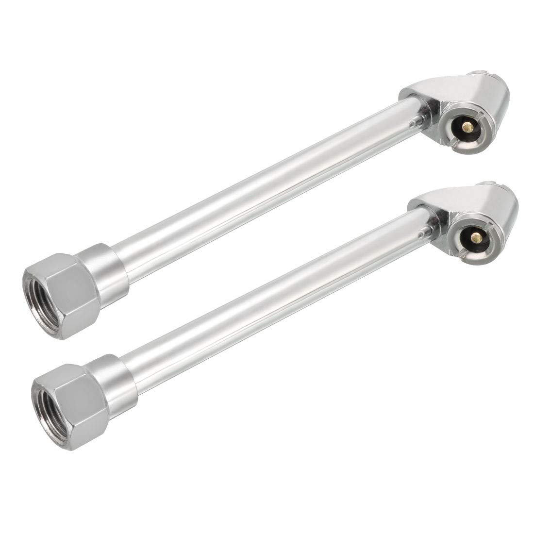 uxcell Air Chuck, 1/4 inches NPT Female FNPT Extended Dual Head Tire Inflation Foot Air Compressor Air Inflation Stainless Steel for Car Bicycle