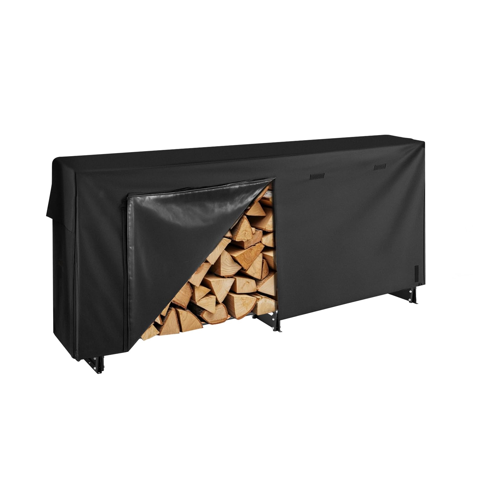 VEVOR Firewood Rack with Waterproof Cover, 8.4 ft Outdoor Firewood Holder, 1/2 Cord Storage Metal Log Holder, 660lb Max Weight Capacity, Top Covered,