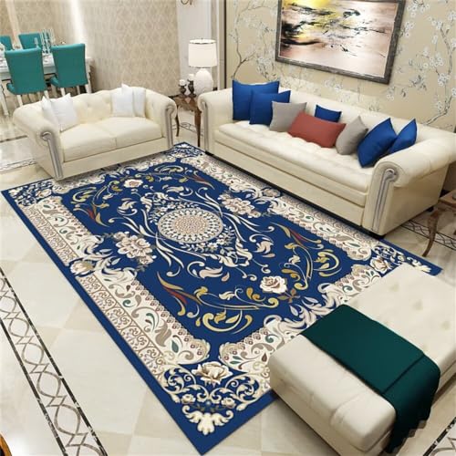 Tapis chambre ado garcon bleu lavable 180x250cm moderne - 2