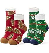 Snuggle Sac Thick Christmas Socks for Women Fuzzy Cabin Slipper Socks Cozy Double Layer Winter So...