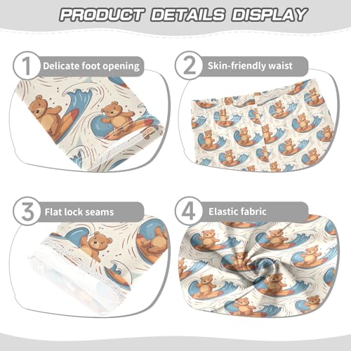 Cute Bear Surfing Girls Leggings Kids Yoga Pants Athletic Tights Pants 4-10 Years3