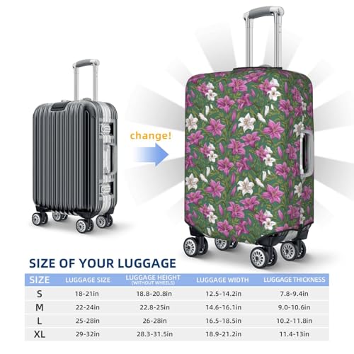 Lily Flowers Pattern Elastic Travel Luggage Covers Dustproof Scratch-Resistant Suitcase Protector Fit 22-24 Inch4
