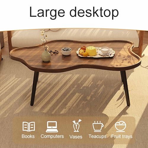 Table d'appoint irrégulière blanche en bois avec grands pieds robustes - 6