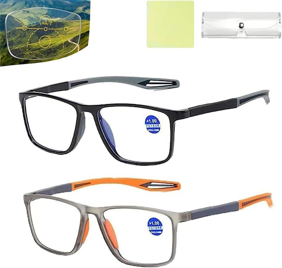 Gafas presbípicas ultraligeras de luz azul para hombre,Gafas de lectura de ciclismo deportivo,Gafas de lectura de doble enfoque