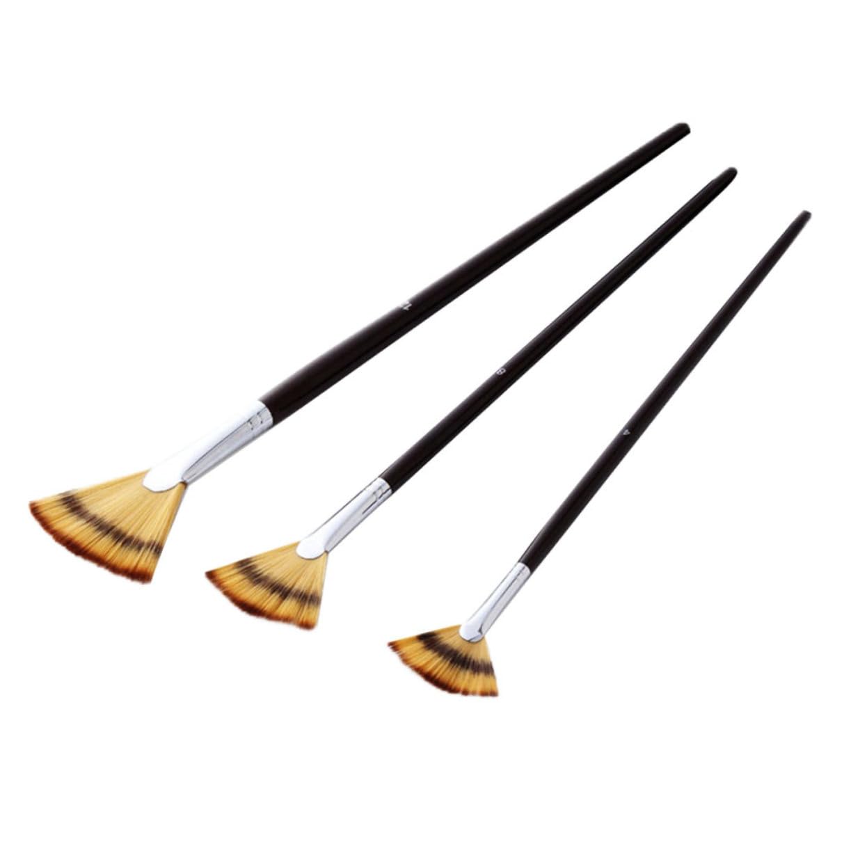 HOMSFOU 3pcs Fan Shape Paint Brushes Nylon Hairs for Watercolor Gouache Acrylic Oil Painting Bulk Set for Artists Beginners