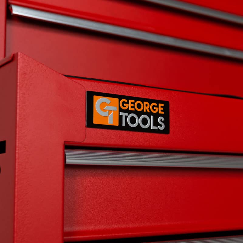 George Tools Werkstattwagen inkl. Koffer - Werkzeugkasten mit 11 Schubladen - Mobiler Werkzeug-Wagen ohne Werkzeug - Rollwagen zur Werkzeugaufbewahrung mit Schloss - Rot – Bild 6