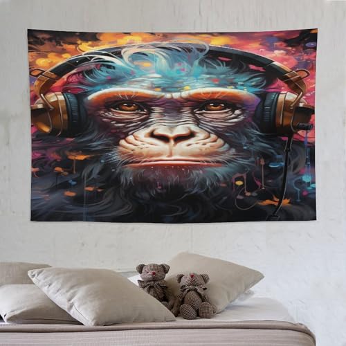 Tapisserie art mural gorilles pour creer une ambiance jungle moderne dans la chambre