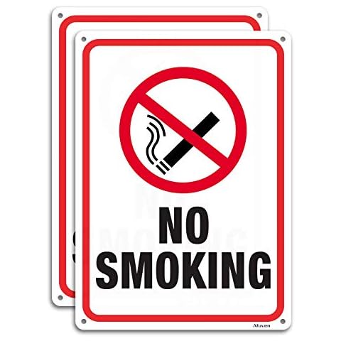 No Smoking Signs 10 x 7 Inches 2 pack Reflective Aluminum Anti UV Protected Metal Sign Waterproof and Durable Ink Easy to Install Indoor & Outdoor Use Cover