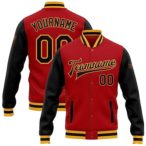 Custom Red Black-Gold, Custom Varsity Jacket, Baseball Jacket, Varsity Jacket Men, Baseball Shirt Women