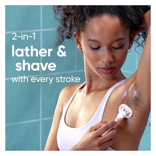 Image of Gillette Venus ComfortGlide White Tea 4 count, with Gillette Venus ComfortGlide plus Olay 2 count, Women's Razor Blade Refills