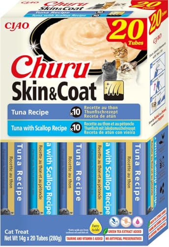 Produktbild von INABA Churu Skin & Coat cremige Katzenleckerlis mit Thunfisch - 20 x 14 g