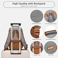 KONO Kabinentasche 40 x 20 x 25 cm für Ryanair Untersitz Reise Handgepäckrucksack Kabinengröße 20L, Grau/Braun – Ansicht 4
