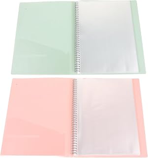Beaupretty 2pcs A4 Sheet Music Folder Set Thick Flip Folder Pages 40 Sheets 80 Sides Pink and Green for Musicians and Students Storage