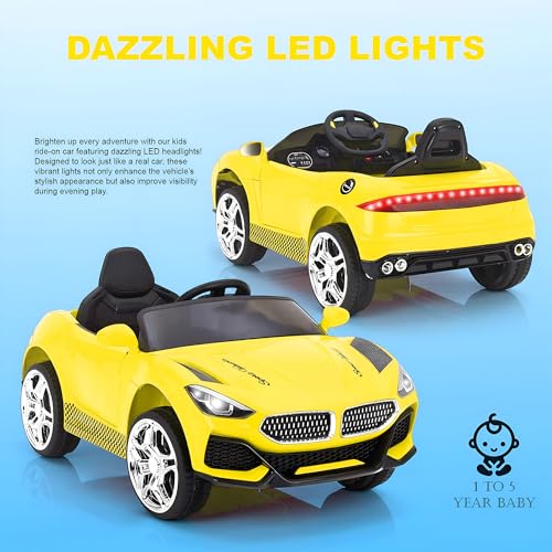 Image of Little Rides Battery Operated Car for Kids, Ride on Toy Car with Music & Light | Baby Big Jeep Rechargeable Battery | Kids to Drive 1 to 5 Years Boy Girl (Yellow)