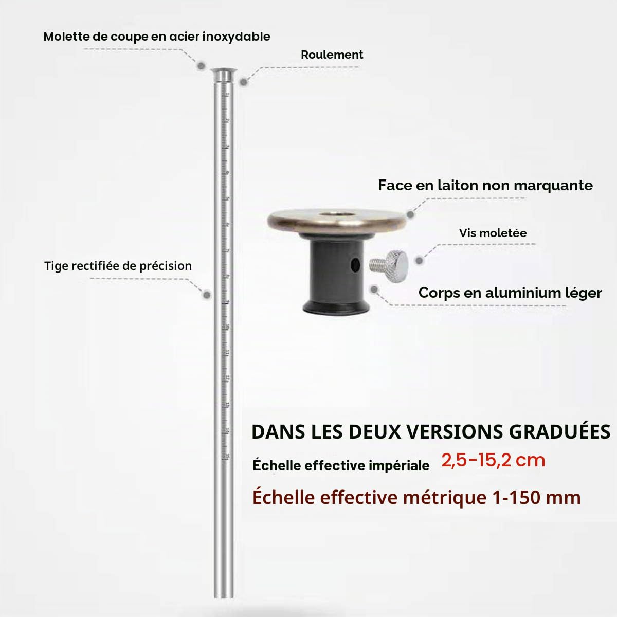 Jeu d'outils pour le marquage de la queue d'aronde, tige en acier rectifiée avec précision pour le travail du bois.