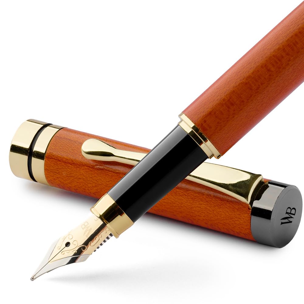 Wordsworth &amp; Black Bamboo Wood Fountain Pen Set for Writing, Fine Nib