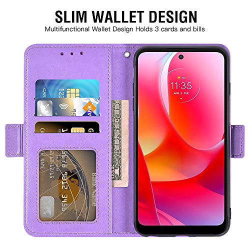 Asuwish Phone Case For Motorola Moto G Power 2022/Motog Play 2023/G Pure 2021 Wallet Cover With Tempered Glass Screen Protector And Flip Card Holder Cell Xt2165Dl Xt2163Dl Xt2165-5 Xt2271-5 Men Purple #TOP2