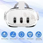 VR Accessoires pour Meta Quest 3, Couverture de protection en plastique anti-rayure Shell Verre trempé Lentille Protecteur Joystick Set Compatible avec Oculus Quest 3