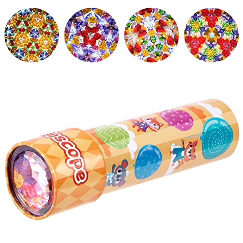 Classic Tin Kaleidoscope, Kaleidoscope For Kids, Kaleidoscope Toy With Metal Body, Retro Toys Educational Toys Yellow Kaleidoscope With 3D Cute Animal Pattern, Birthday Party Gift For Boys And Girls #TOP2