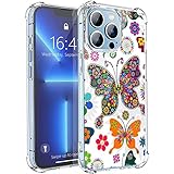 Compatible with iPhone 14 Pro Max Case, Artistic Colorful Butterfly Floral Flower Pattern Design for...