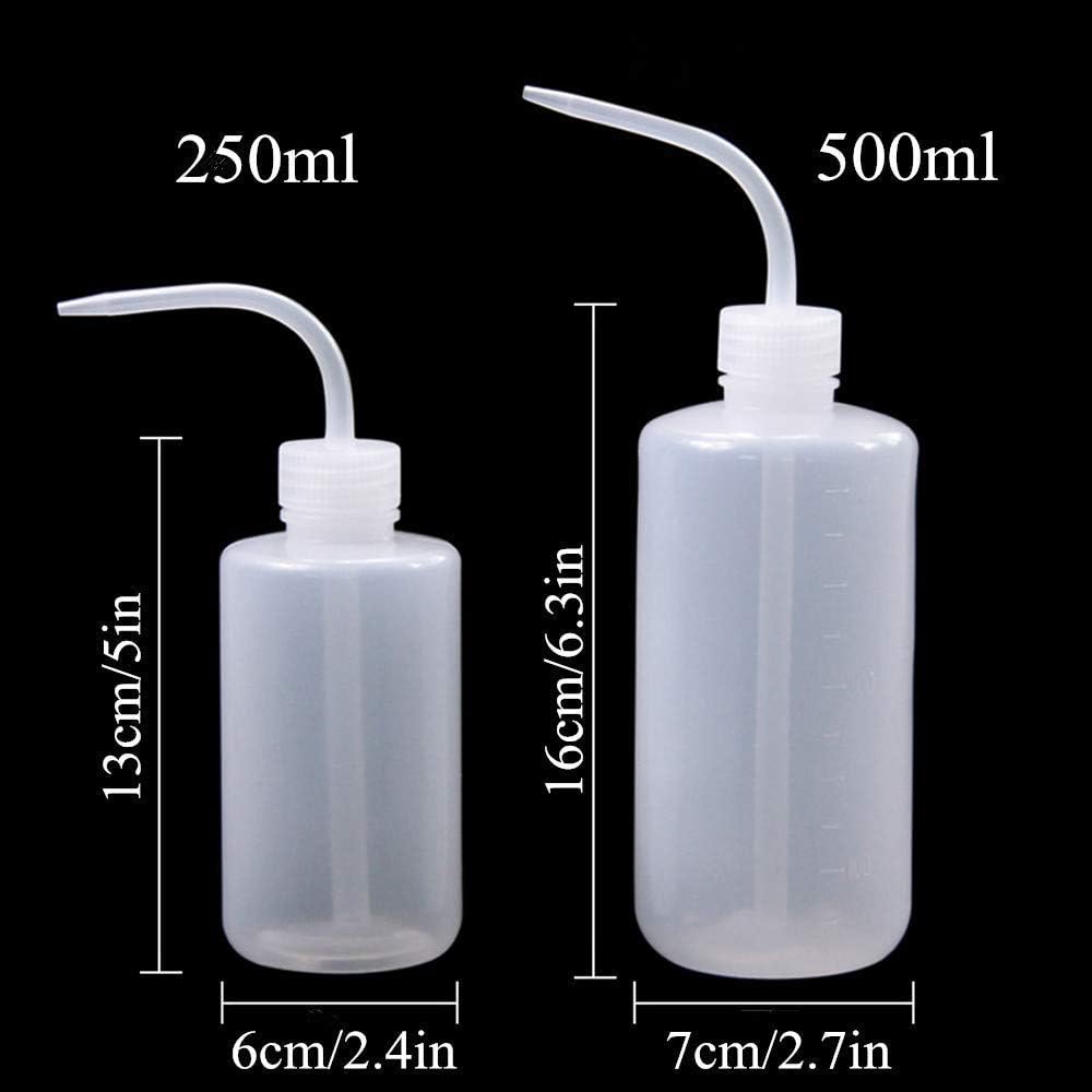APUXON Wash Bottle 500ml and 250ml Narrow Mouth Squeeze Bottle Medical Lab Plastic Safety Squeeze Bottle No Spill Bend Mouth Watering Cans: Industrial & Scientific