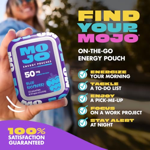 Image of MOJO Caffeine Pouches with Naturally Derived Caffeine from Green Tea, Ginseng, Yerba Mate, L-Theanine & B-Vitamins | Nicotine-Free | Zero Sugar | 50mg Caffeine | Orange Cream