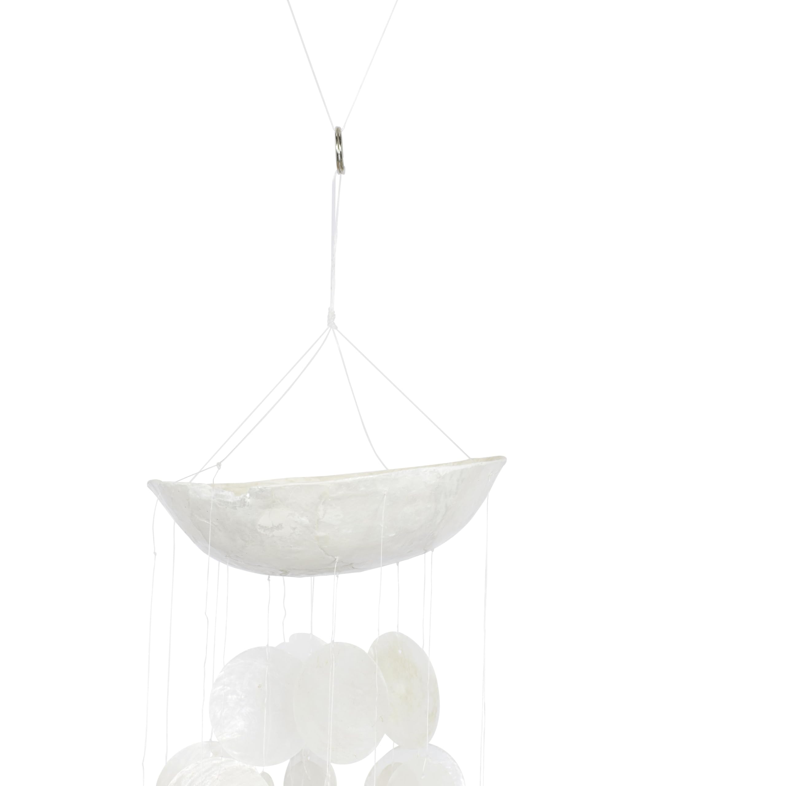 Deco 79 33121 Contemporary Capiz - Campana a vento, 12,7 x 68,6 cm, colore: Bianco
