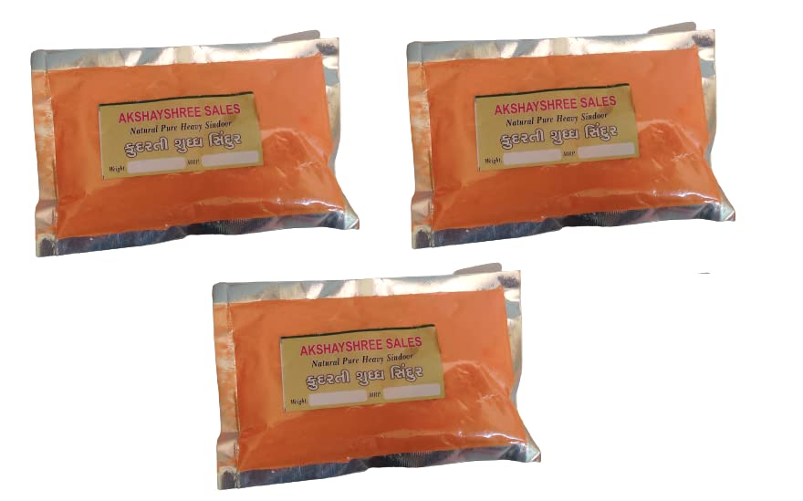 Pure/Natural Heavy Mercury Sindoor/Sindur [ 50grams - Pack of 3 ]