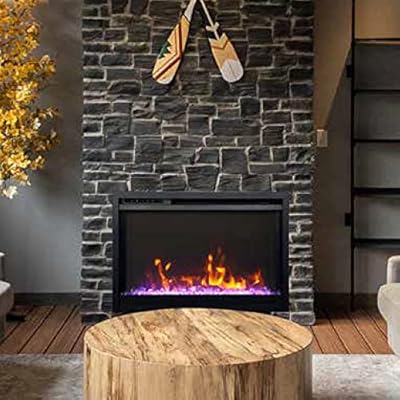 Amantii Traditional Series Extra Slim Electric Fireplace Insert with Black Powder Coated Surround & Remote (TRD-33-XS), 33-Inch