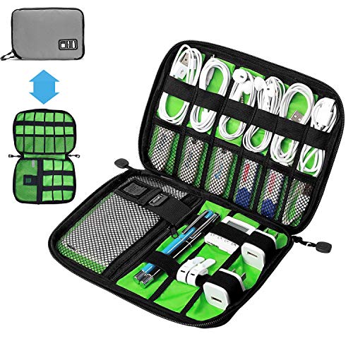 DAMIGRAM Universale Organizzatore Elettronica Accessori Borsa da Viaggio Custodia Impermeabile in Nylon per Cavi per Cavo di Ricarica, Telefono Cellulare, Mini Tablet, Hard Disk, Chiavette USB (Grey)