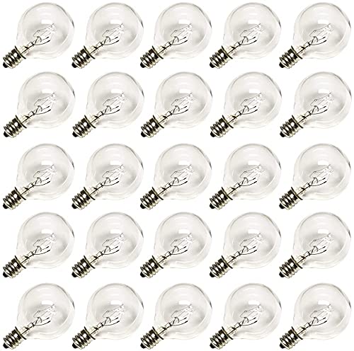 Doratale G40 Clear Replacement Light Bulbs , 5W Globe String Light Bulbs for G40 Outdoor String Lights, 1.5 Inch Small Night Light Bulbs Fit in C7/ E12 Candelabra Base- 25 Pack